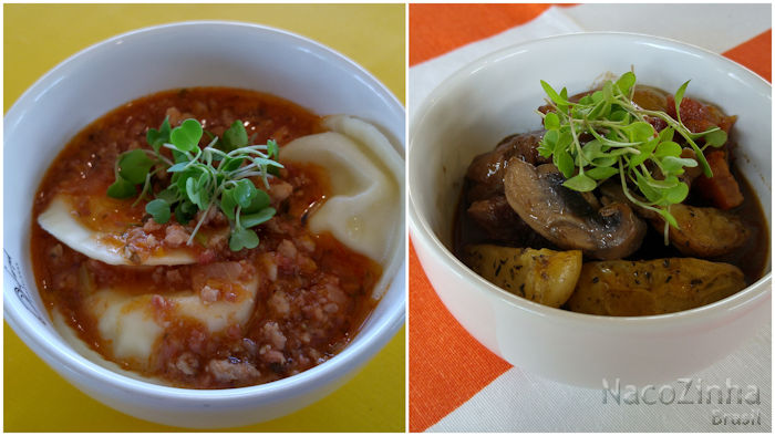 Ravioli de queijo e linguiça e boeuf bourguignon